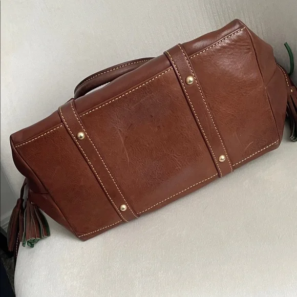 Dooney & Bourke Dark Brown Leather Florentine Satchel with Tassel Accent - Picture 8 of 9